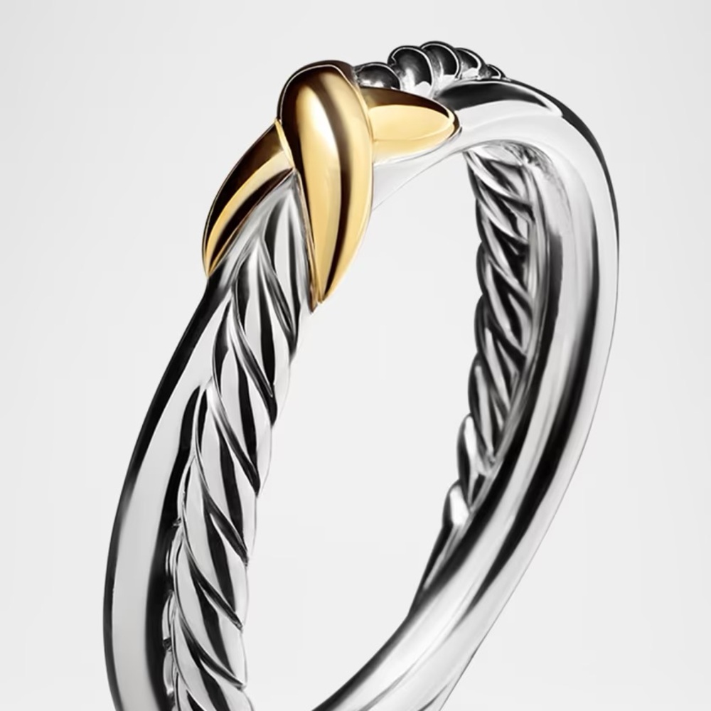 David Yurman Two-Tone Cable Ring with Gold Accent